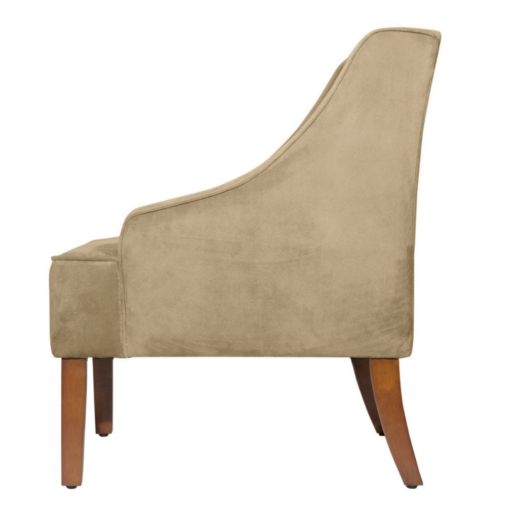 Fabric Upholstered Wooden Accent Chair with Swooping Arms Brown - K6499-B117 By Casagear Home KFN-K6499-B117