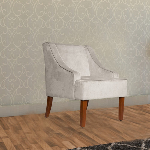 Accent Chair | Velvet Fabric | Swooping Arms | Gray Brown