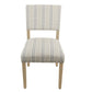 Wooden Dining Chair with Striped Pattern Fabric Cushioned Seat Blue and White Set of Two - K6757-F2352 By Casagear Home KFN-K6757-F2352