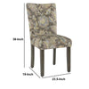Floral Print Fabric Upholstered Parsons Chair with Wooden Legs, Multicolor, Set of Two - K6805-A824 By Casagear Home