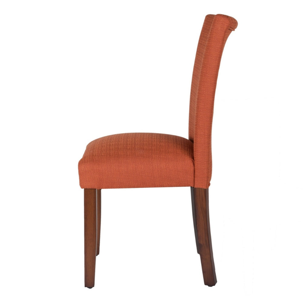 Fabric Upholstered Wooden Armless Parson Dining Chair Orange and Brown - K6805-F2039 By Casagear Home KFN-K6805-F2039