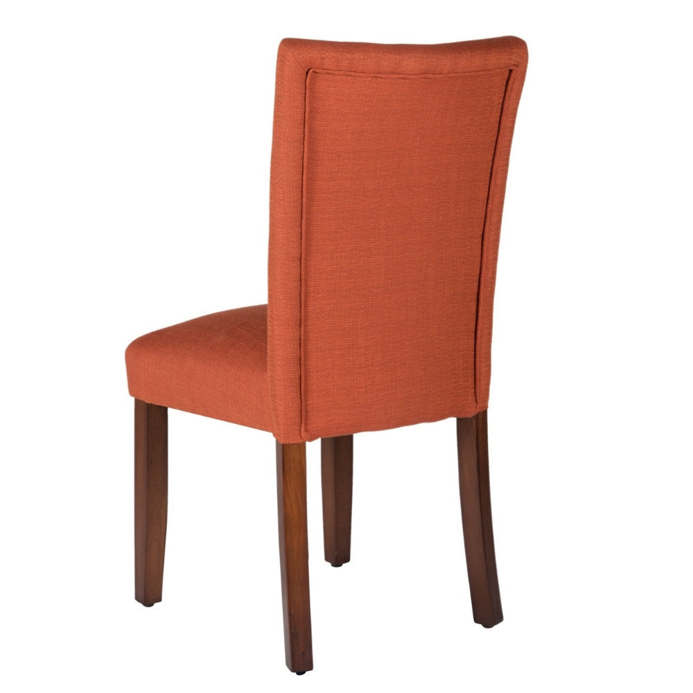 Fabric Upholstered Wooden Armless Parson Dining Chair Orange and Brown - K6805-F2039 By Casagear Home KFN-K6805-F2039