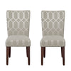 Wooden Parson Dining Chairs with Lattice Patterned Fabric Upholstery Gray Set of Two KFN-K6805-F2061