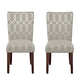 Wooden Parson Dining Chairs with Lattice Patterned Fabric Upholstery Gray Set of Two KFN-K6805-F2061