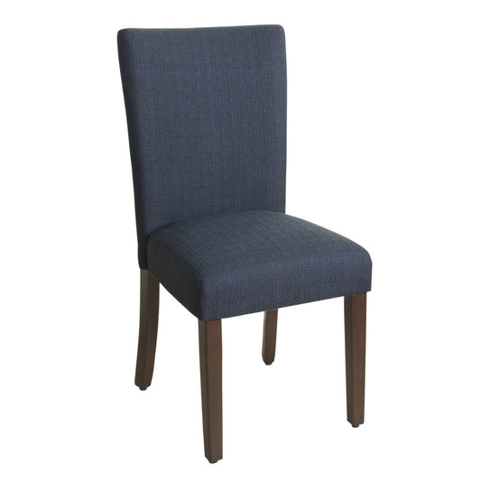 Fabric Upholstered Wooden Parson Dining Chair with Splayed Back, Navy Blue and Brown - K6805-F2088 By Casagear Home