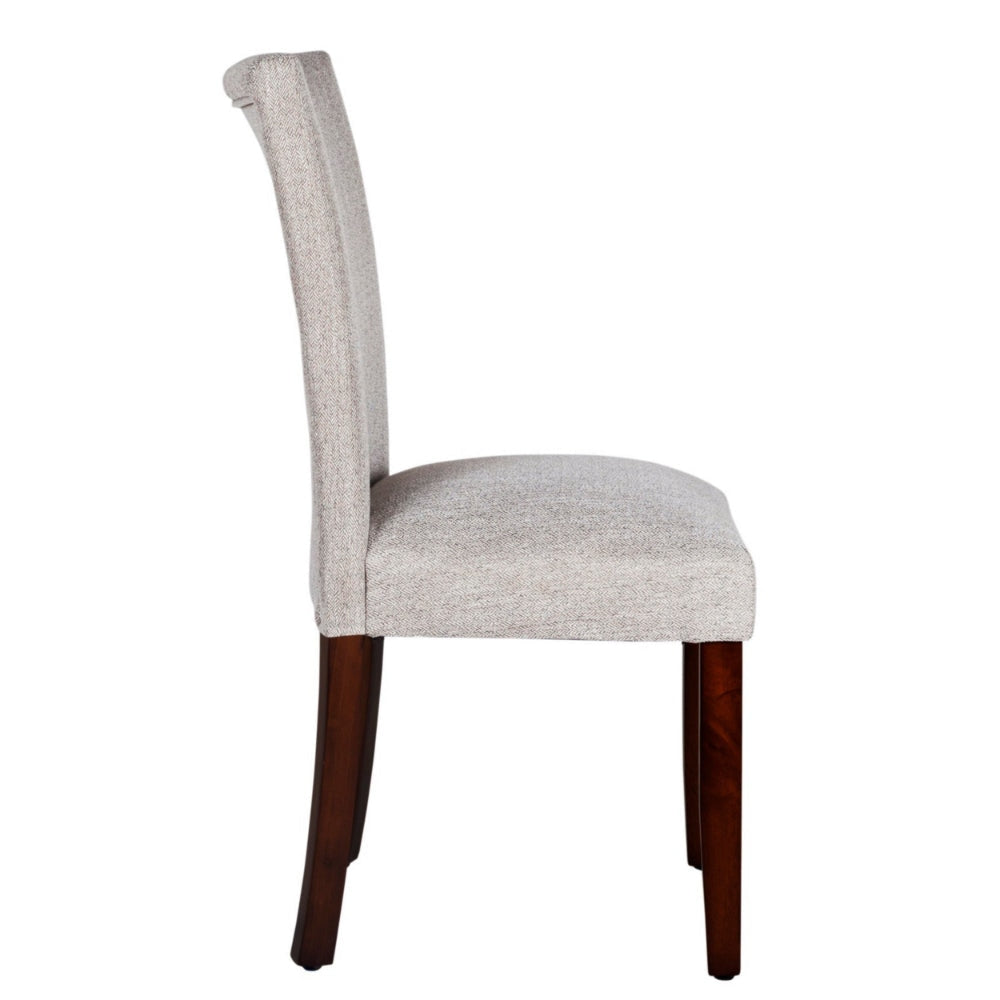 Fabric Upholstered Wooden Parson Dining Chair with Splayed Back Light Gray and Brown - K6805-F2093 By Casagear Home KFN-K6805-F2093