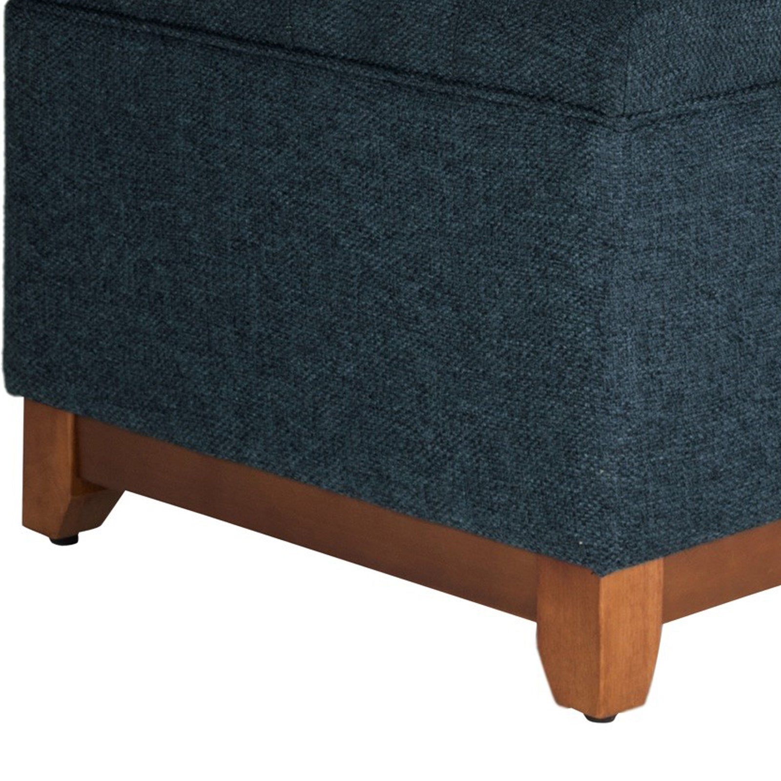 Textured Fabric Upholstered Wooden Ottoman With Button Tufted Top Blue and Brown - K6813-F1570 By Casagear Home KFN-K6813-F1570