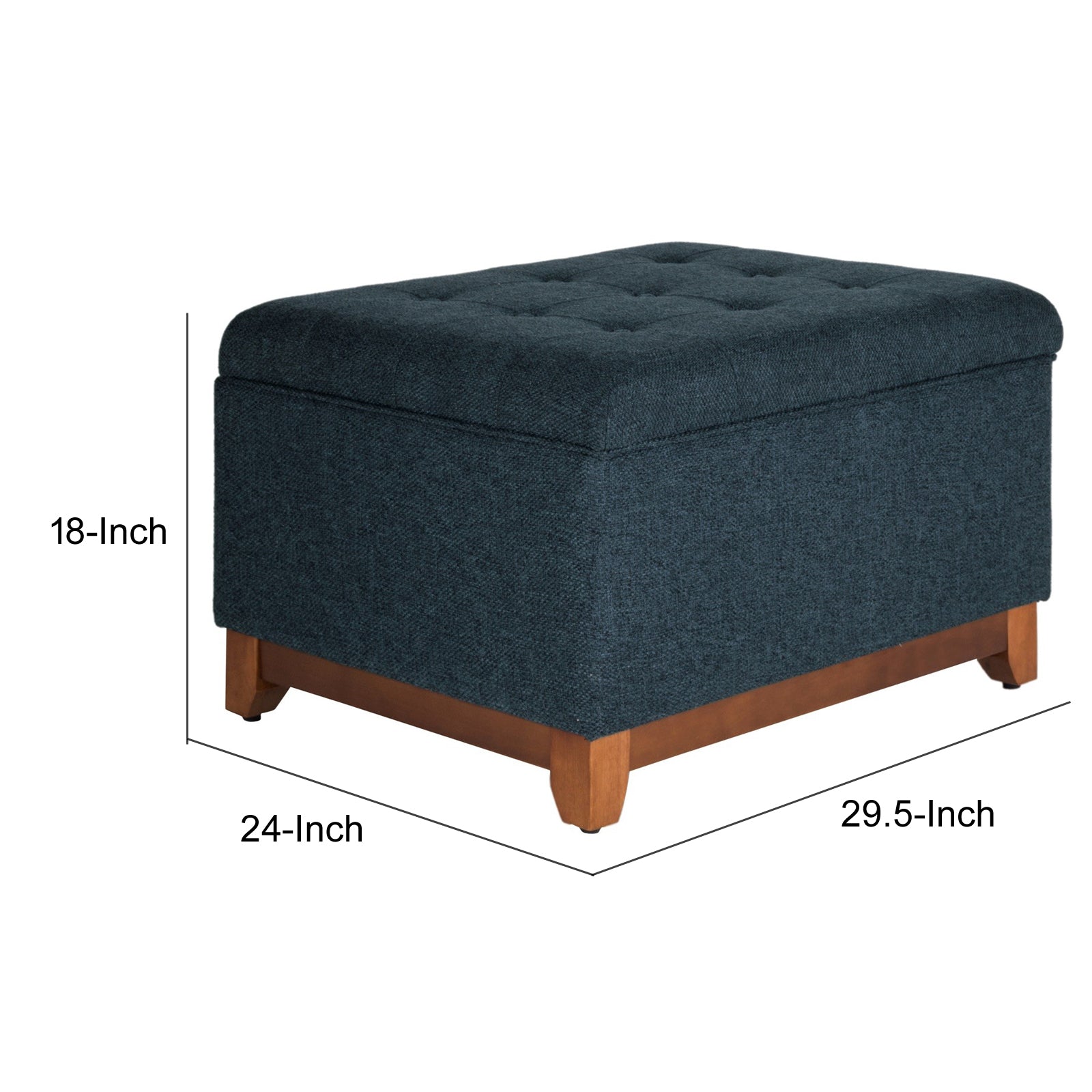 Textured Fabric Upholstered Wooden Ottoman With Button Tufted Top Blue and Brown - K6813-F1570 By Casagear Home KFN-K6813-F1570