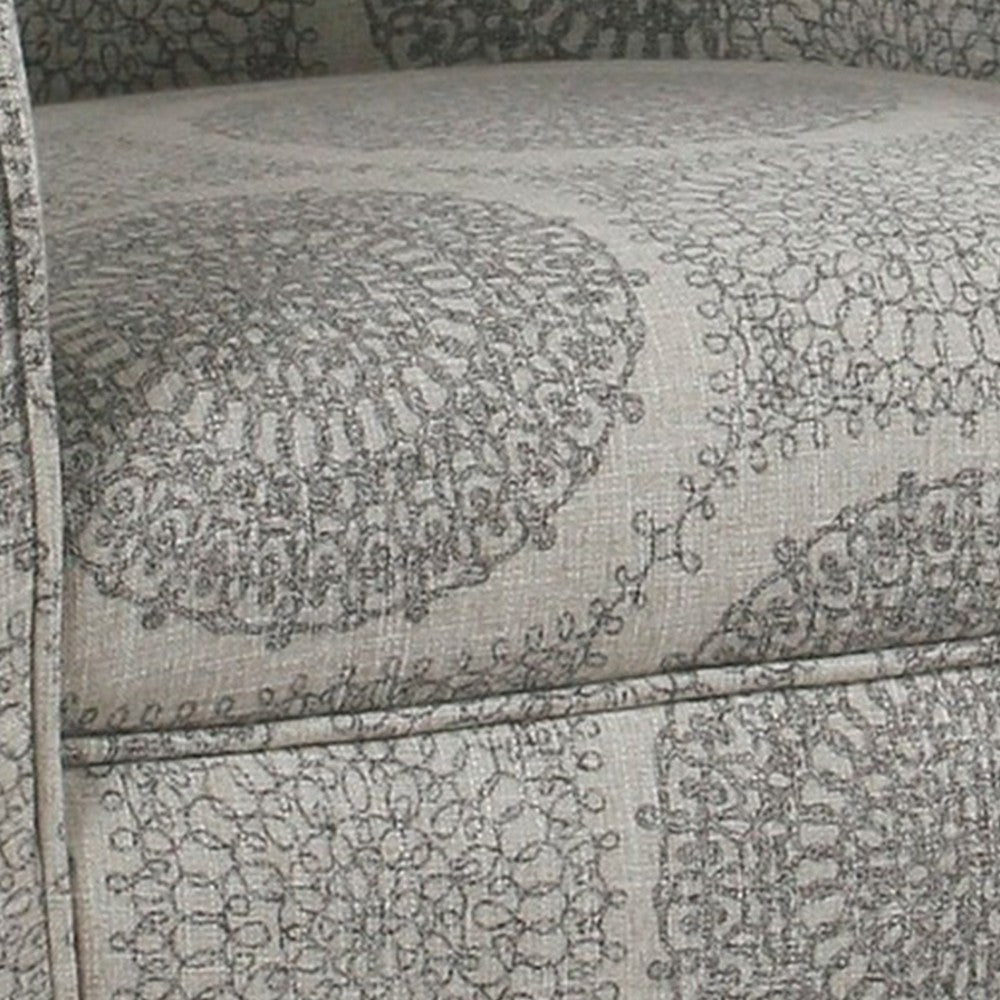 Accent Chair | Barrel Style | Medallion Pattern | Gray Brown | Wood Fabric KFN-K6859-A832