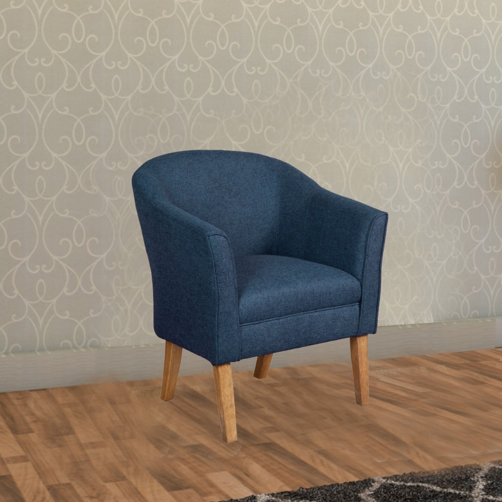 Accent Chair | Fabric Upholstered | Curved Back | Blue Brown