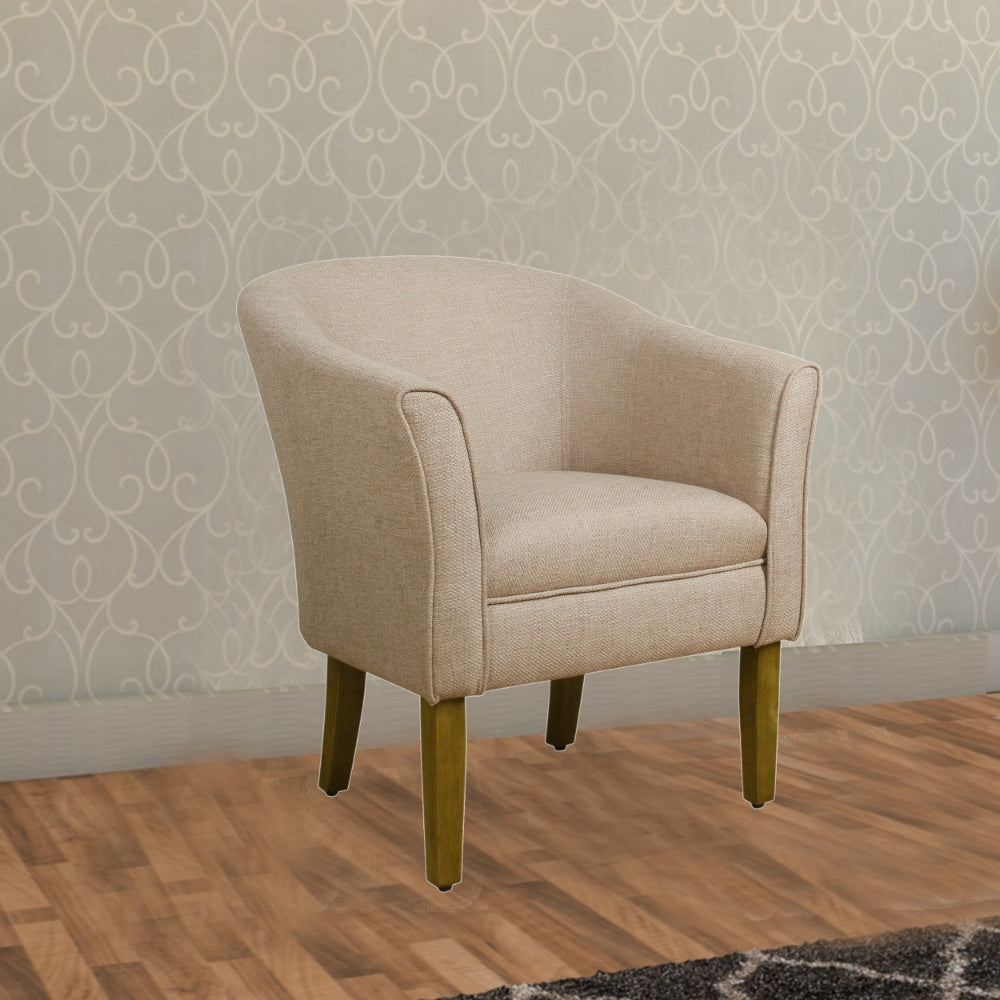 Accent Chair | Barrel Back | Fabric Upholstered | Cream Brown
