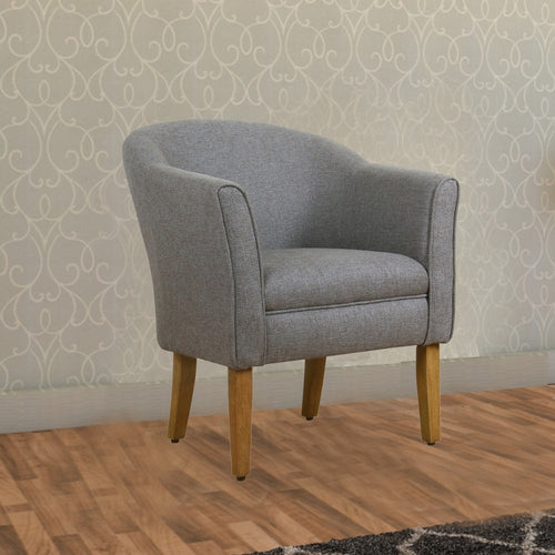 Accent Chair | Barrel Back | Fabric Upholstered | Gray Brown