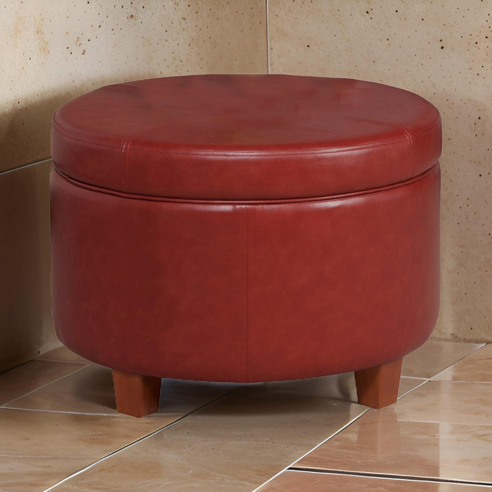 Ottoman | Faux Leather | Tufted Lift Top Storage | Red | Large