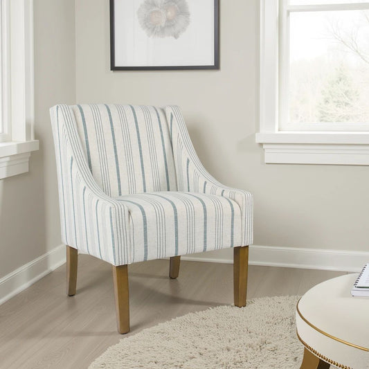 Accent Chair | Stripe Pattern Fabric | Wood Legs | Multicolor