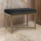Metal Framed Ottoman with Button Tufted Velvet Upholstered Seat, Black and Gold - K6958-B255 By Casagear Home