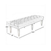 Bench | Wood Frame | Button Tufted Fabric Seat | Turned Legs | Cream Finish