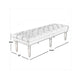 Bench | Wood Frame | Button Tufted Fabric Seat | Turned Legs | Cream Finish