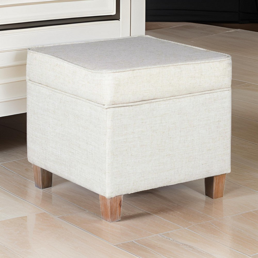Ottoman | 20 x 20 | Square Shape | Lift Off Top | White & Brown