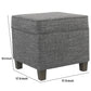Textured Fabric Upholstered Wooden Ottoman with Lift Off Top Gray and Brown - K7342-F2182 By Casagear Home KFN-K7342-F2182