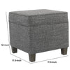 Textured Fabric Upholstered Wooden Ottoman with Lift Off Top, Gray and Brown - K7342-F2182 By Casagear Home