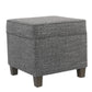 Textured Fabric Upholstered Wooden Ottoman with Lift Off Top, Gray and Brown - K7342-F2182 By Casagear Home