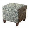 Ottoman | 20 x 20 | Paisley Fabric Upholstery | Blue & Gray