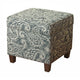 Ottoman | 20 x 20 | Paisley Fabric Upholstery | Blue & Gray