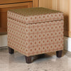 Geometric Patterned Square Wooden Ottoman with Lift Off Lid Storage, Orange and Cream - K7380-F1447 By Casagear Home