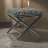 Ottoman | 20 x 20 | Tribal Fabric Upholstery | Metal X Legs | Black