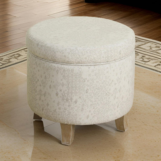 Ottoman | 20 x 20 | Round Shape | Lift Off Lid | Gray & Brown