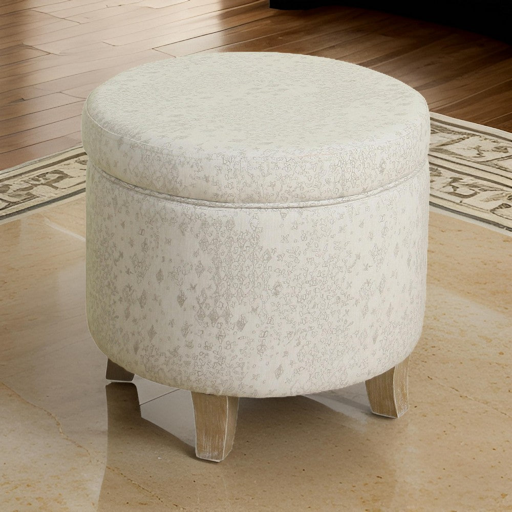 Fabric Upholstered Round Wooden Ottoman with Lift Off Lid Storage, Gray and Brown - K7490-A810 By Casagear Home