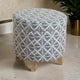 Ottoman | 20 x 20 | Round Shape | Lift Off Lid | Blue & White