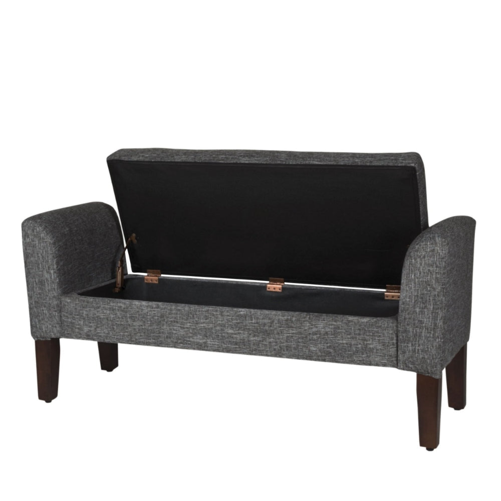 Fabric Upholstered Wooden Bench with Lift Top Storage and Tapered Feet Dark Gray - K7572-F2182 By Casagear Home KFN-K7572-F2182