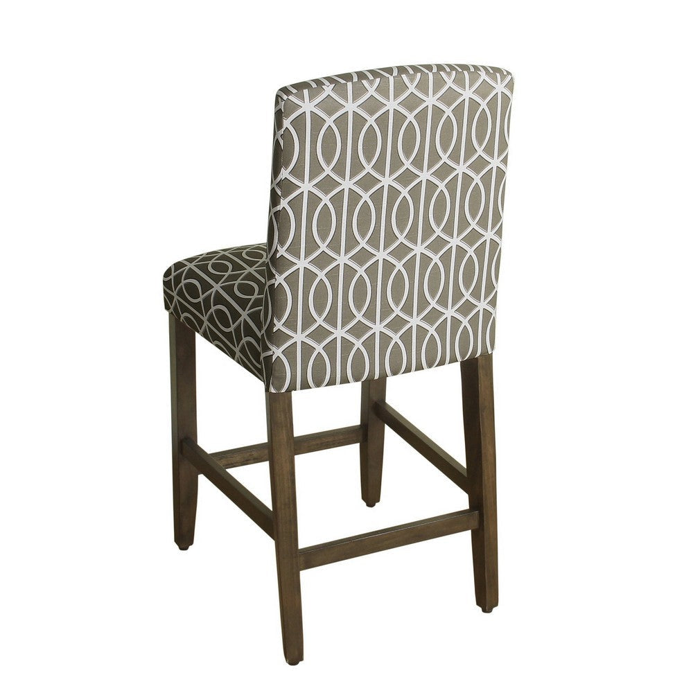 Fabric Upholstered Wooden Barstool with Trellis Pattern Cushioned Seat Multicolor - K7576-24-A769 By Casagear Home KFN-K7576-24-A769