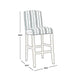 Barstool | Striped Upholstered Seat | Wood Frame | White & Blue