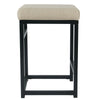 Open Back Metal Counter Stool with Fabric Upholstered Padded Seat Beige and Black - K7651-24-F1553 By Casagear Home KFN-K7651-24-F1553