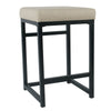Open Back Metal Counter Stool with Fabric Upholstered Padded Seat Beige and Black - K7651-24-F1553 By Casagear Home KFN-K7651-24-F1553