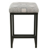 Metal Counter Stool with Geometric Pattern Fabric Upholstered Seat Gray and Black - K7651-24-F2348 By Casagear Home KFN-K7651-24-F2348