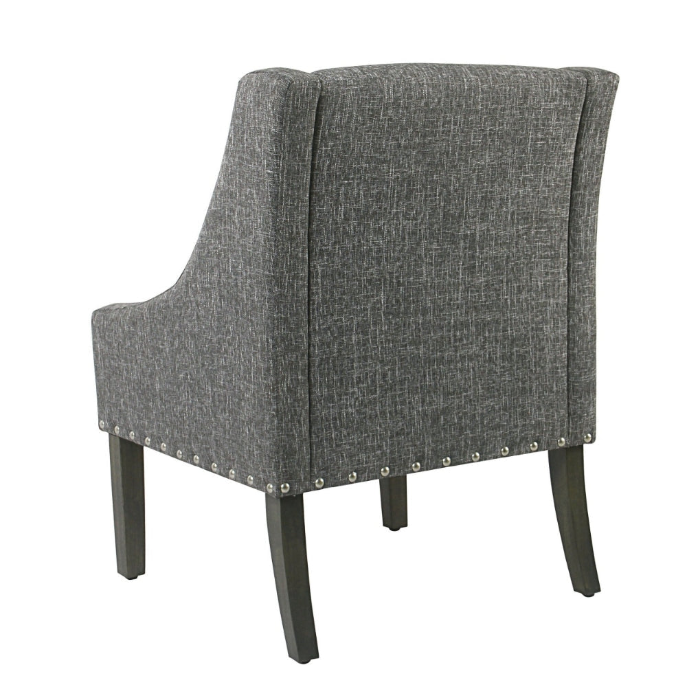 Fabric Upholstered Wooden Accent Chair with Swooping Arms and Nail Head Trim Gray and Brown - K7683-F2182 By Casagear Home KFN-K7683-F2182