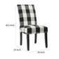 Wooden Dining Chairs with Plaid Pattern Fabric Upholstery Black and White Set of Two - K7693-F2262 By Casagear Home KFN-K7693-F2262