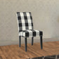 Wooden Dining Chairs with Plaid Pattern Fabric Upholstery, Black and White, Set of Two - K7693-F2262 By Casagear Home