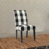 Wooden Dining Chairs with Plaid Pattern Fabric Upholstery, Black and White, Set of Two - K7693-F2262 By Casagear Home