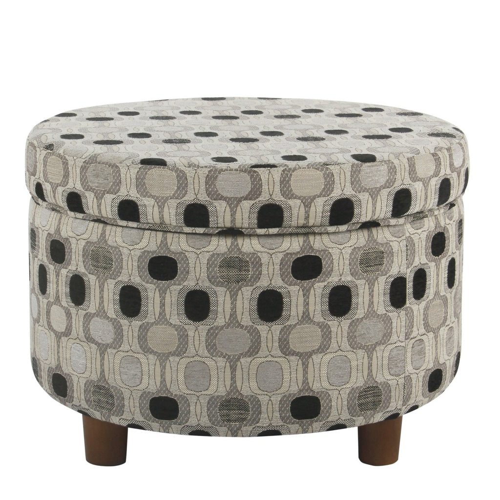 Ottoman | Hidden Storage | Geometric Pattern Upholstery | Multicolor