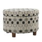 Wooden Ottoman with Geometric Patterned Fabric Upholstery and Hidden Storage Multicolor - K7703-F1147 By Casagear Home KFN-K7703-F1147