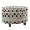 Wooden Ottoman with Geometric Patterned Fabric Upholstery and Hidden Storage Multicolor - K7703-F1147 By Casagear Home KFN-K7703-F1147