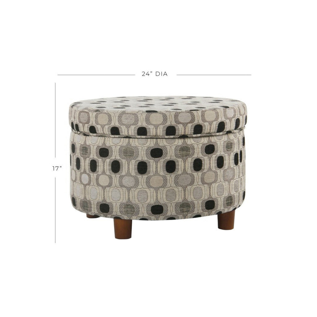 Wooden Ottoman with Geometric Patterned Fabric Upholstery and Hidden Storage Multicolor - K7703-F1147 By Casagear Home KFN-K7703-F1147