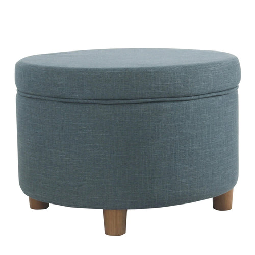 Ottoman | Lift Off Lid Storage | Fabric Upholstery | Teal Blue