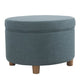 Ottoman | Lift Off Lid Storage | Fabric Upholstery | Teal Blue