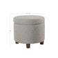 Fabric Upholstered Round Wooden Ottoman with Lift Off Lid Storage Light Gray - K7716-F2297 By Casagear Home KFN-K7716-F2297