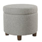 Fabric Upholstered Round Wooden Ottoman with Lift Off Lid Storage, Light Gray - K7716-F2297 By Casagear Home